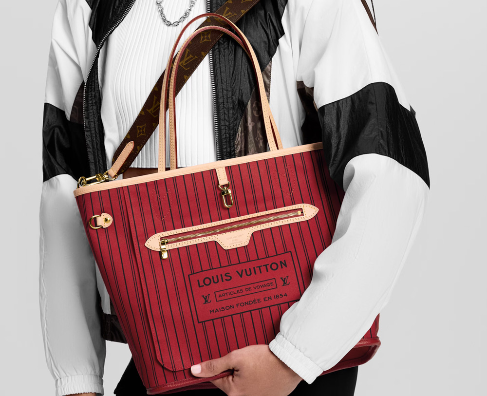 Louis Vuitton Neverfull Inside Out MM – Monogram/Rouge Sari mit Schulterriemen Replica